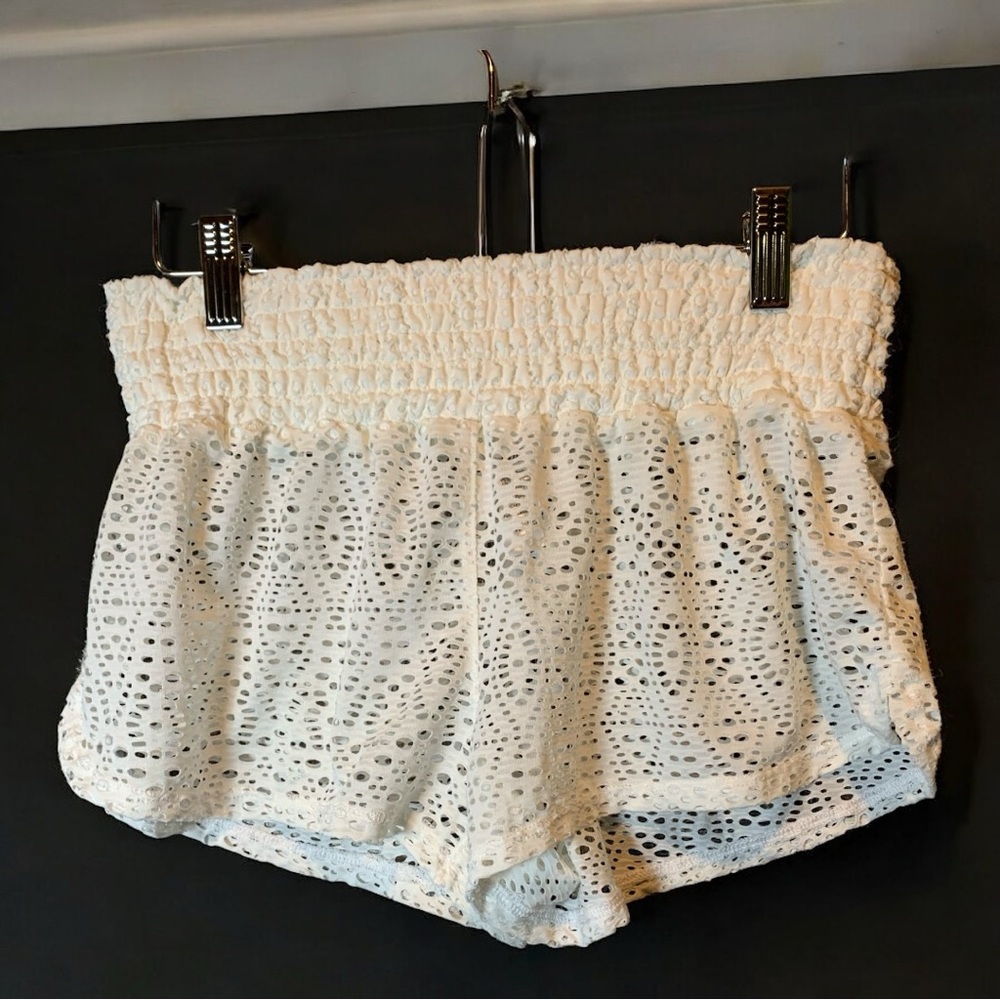 High Waist White Lace Women's Shorts